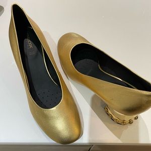 Gold Geox heels. Never worn
